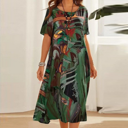 Yovi Women's Artistic Print Midi Dress
