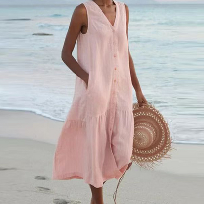 Women's Midi Dress Full Button Placket