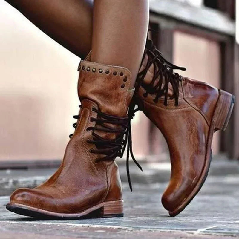 Women's Lace Up Ankle Boots Low Heel - Vonnera