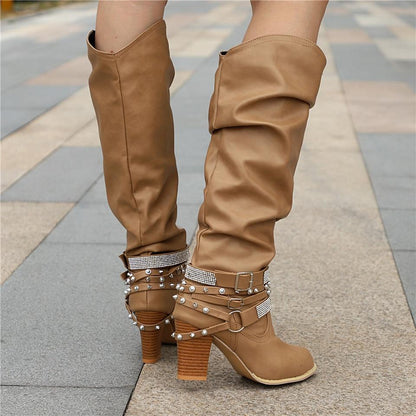 Women's Mid-Calf Boots Buckle Closure