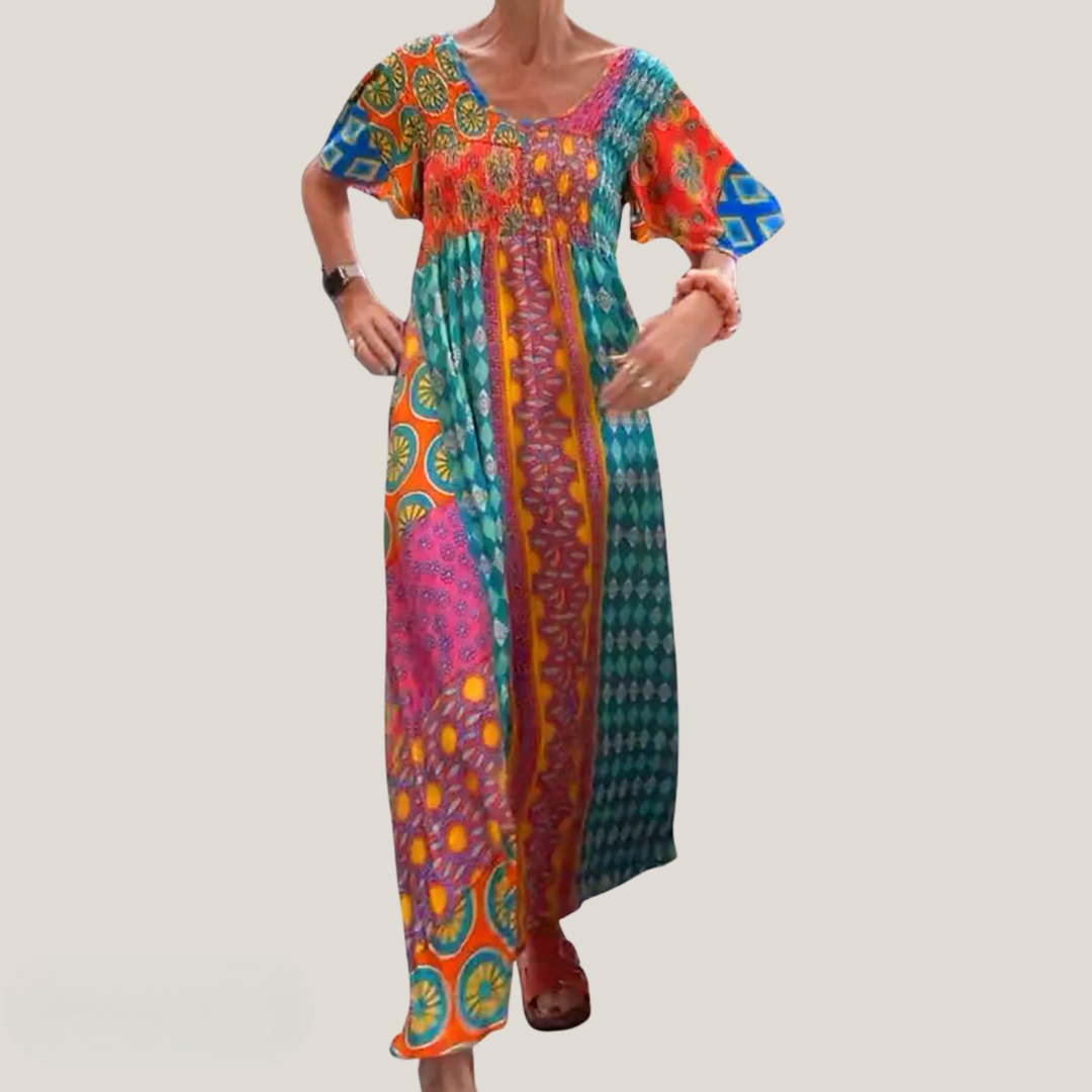 Women's Maxi Patchwork Boho Dress - Vonnera
