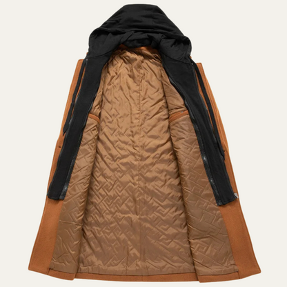 Men's Wool Overcoat Quilted Lining Hooded