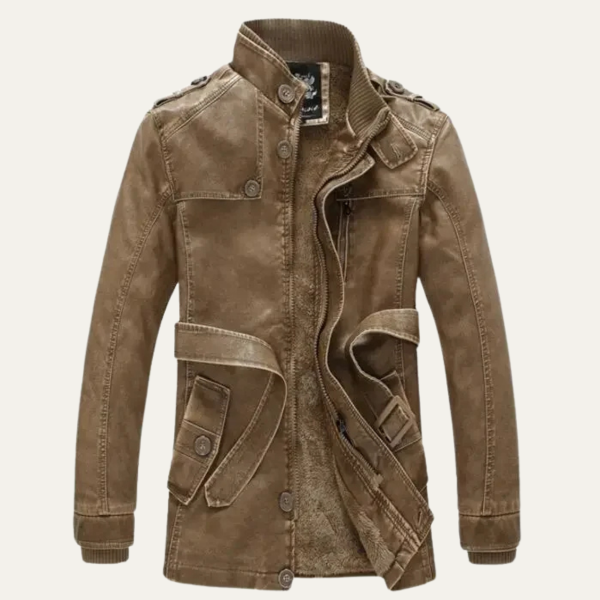 Men's Leather Jacket Thick Fleece Lined Retro Style - Vonnera