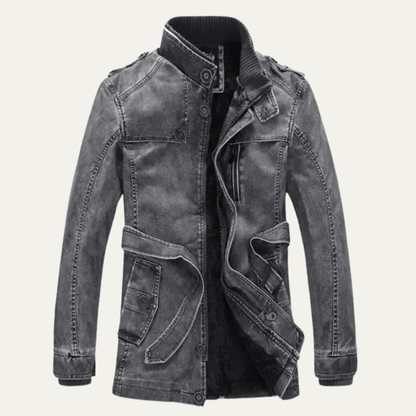 Men's Leather Jacket Thick Fleece Lined Retro Style