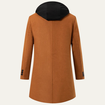 Men's Wool Overcoat Quilted Lining Hooded