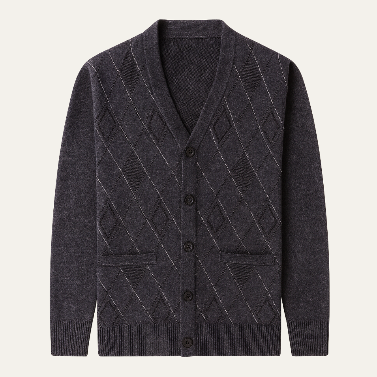 Men's V Neck Knit Cardigan Sweater - Vonnera