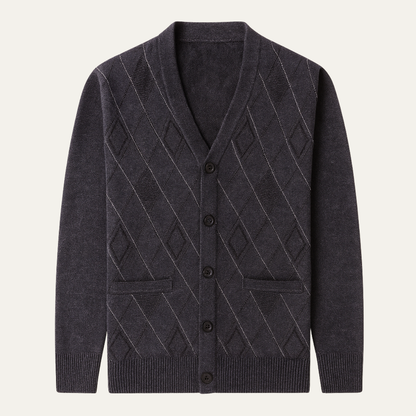 Men's V Neck Knit Cardigan Sweater - Vonnera