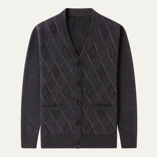 Men's V Neck Knit Cardigan Sweater - Vonnera