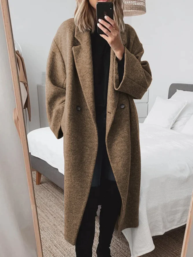 Women's Double-Breasted Longline Coat Oversized Warm - Vonnera