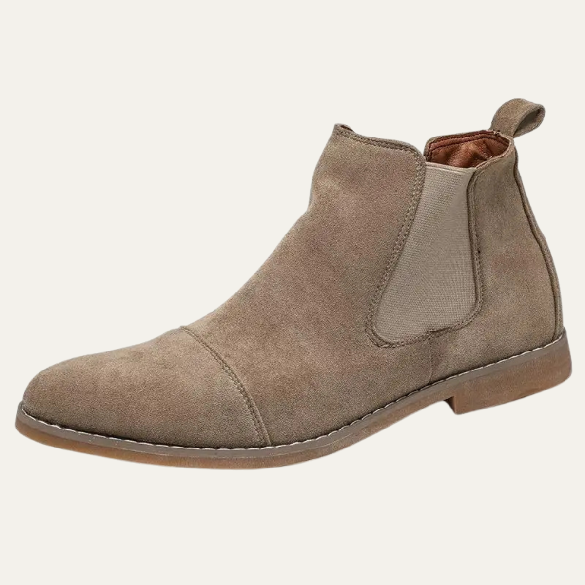 Castello Men's Suede Chelsea Boots Khaki Elastic - Vonnera