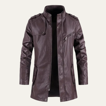 Men's Leather Jacket Fleece Lined Classic Black