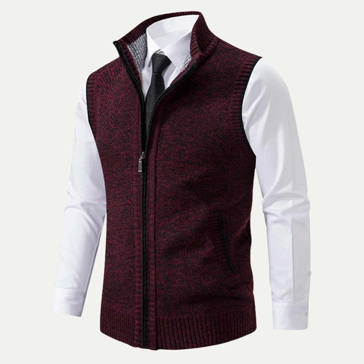 Men's Knit Zip Up Vest Business Casual