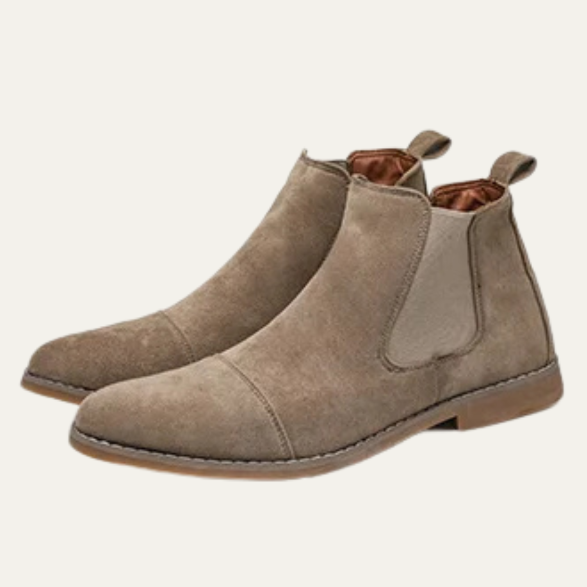 Castello Men's Suede Chelsea Boots Khaki Elastic