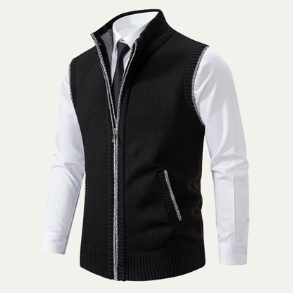 Men's Knit Zip Up Vest Business Casual