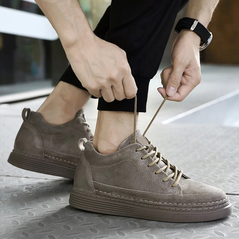 Men's Casual Lace Up Sneakers Contrast Sole Brown