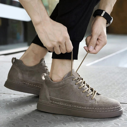 Men's Casual Lace Up Sneakers Contrast Sole Brown