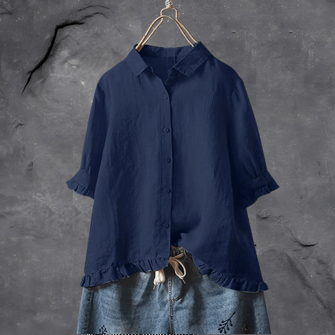 Women's Loose Fit Button Down Blouse