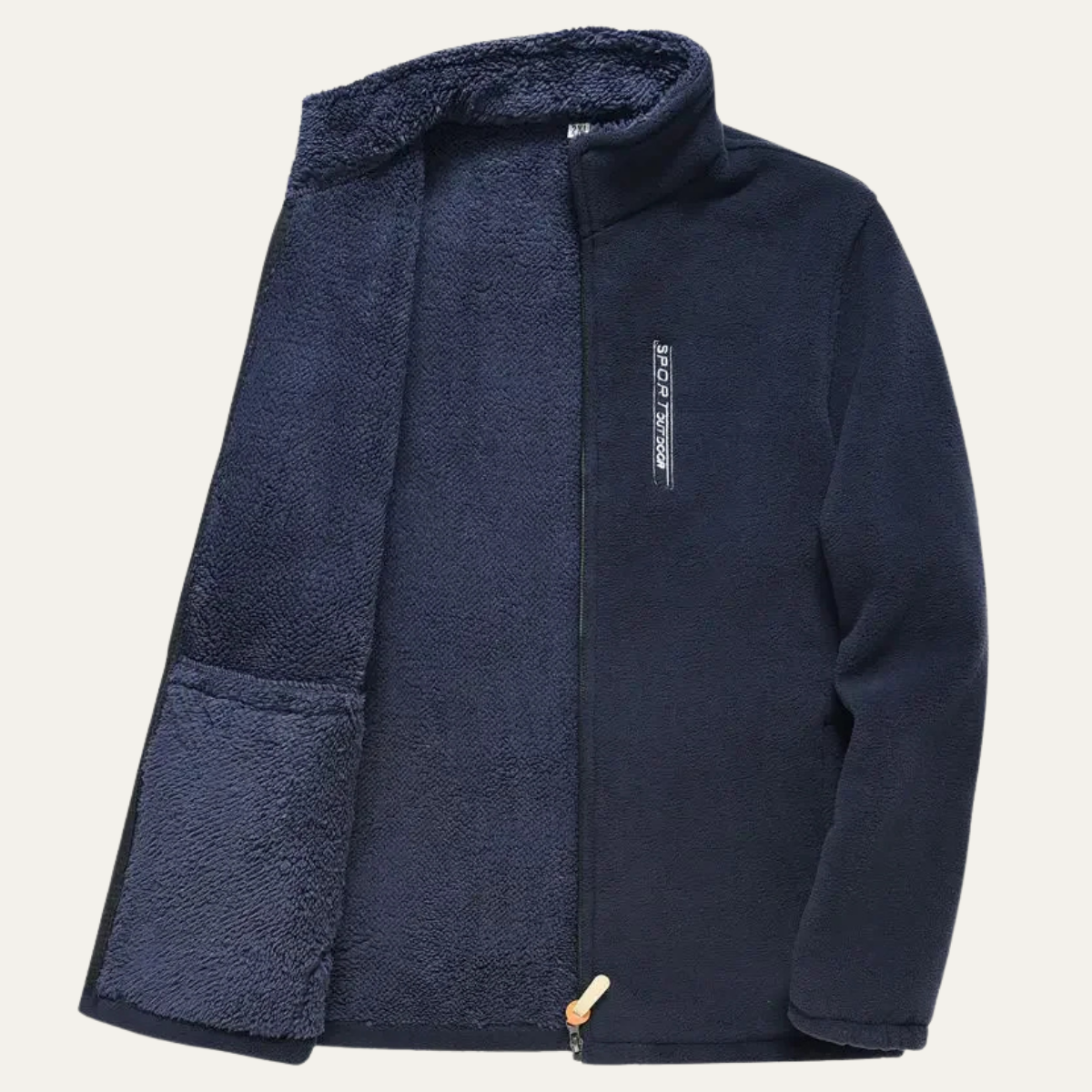 Men's Fleece Zip Up Jacket Stand Collar Winter