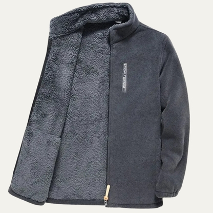 Men's Fleece Zip Up Jacket Stand Collar Winter