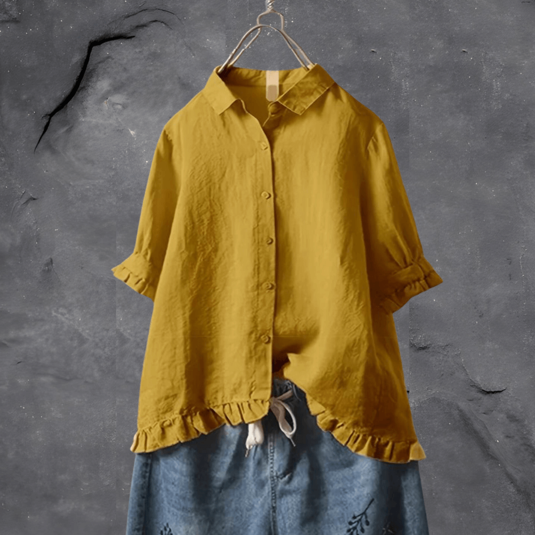 Women's Loose Fit Button Down Blouse - Vonnera
