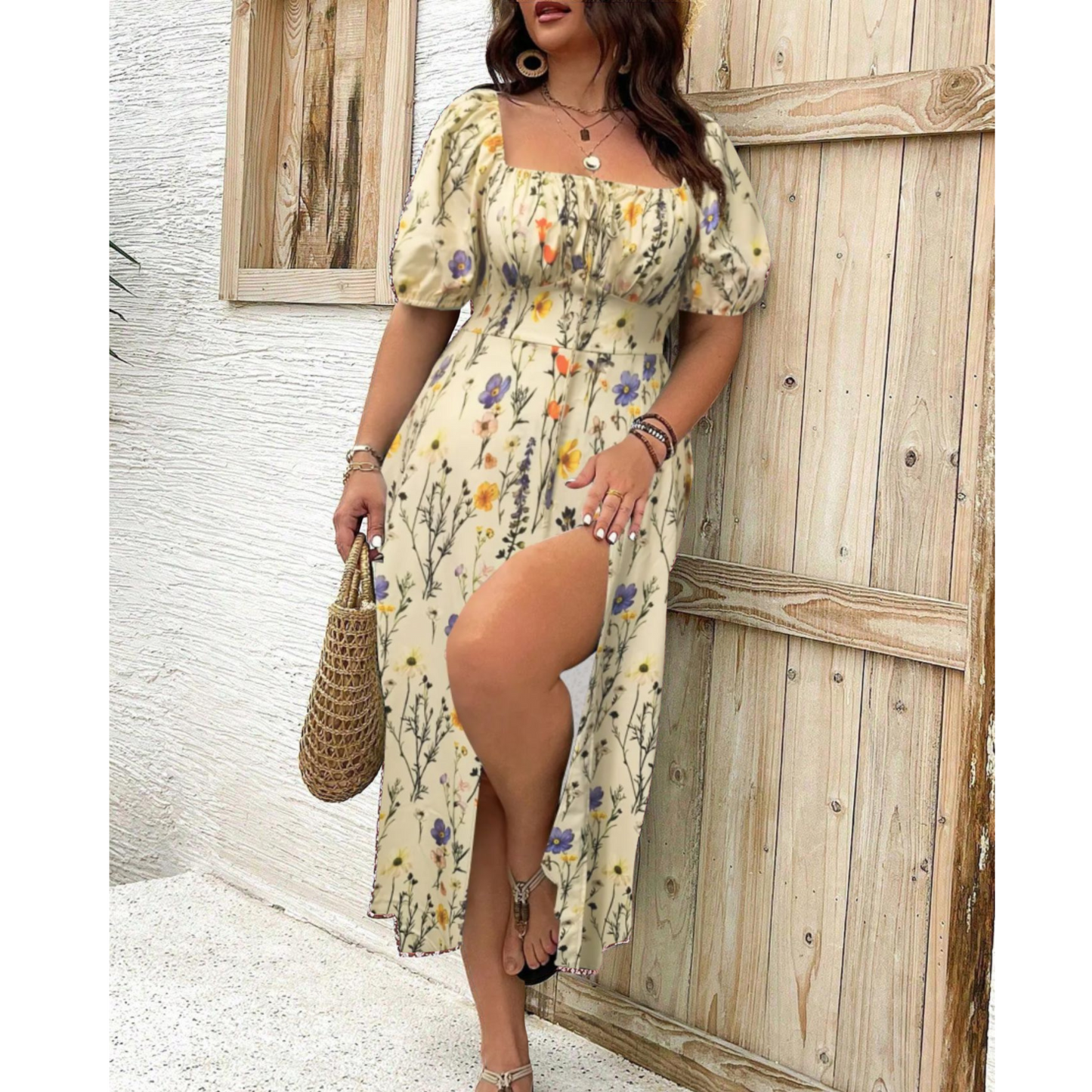 Women's Midi Dress Slide Slit Detail