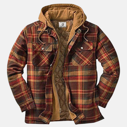 Men's Plaid Hooded Jacket Shirt - Vonnera