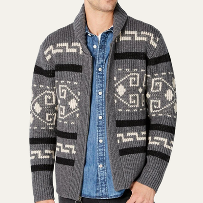 Men's Cashmere Cardigan Shawl Collar Button Up Knit