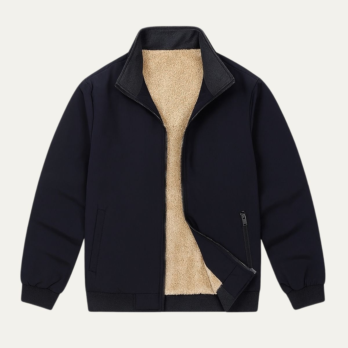 Men's Fleece Lined Windbreaker Jacket Lightweight Multi Pocket - Vonnera