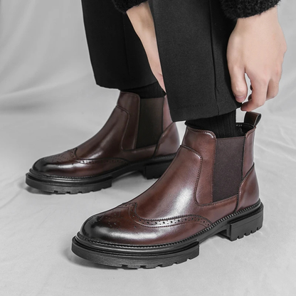 Men's Retro Chelsea Boots Leather Anti-Slip Brown