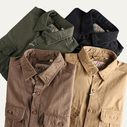 Men's Utility Shirt Jacket Vintage Washed Cotton