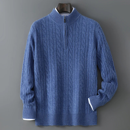 Men's Mock Neck Half Zip Sweater Warm Knit
