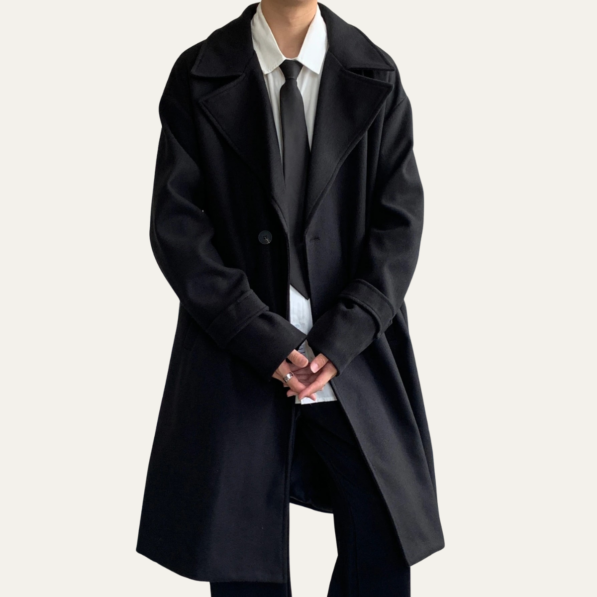 Men's Wool Wrap Coat Camel Color With Belt