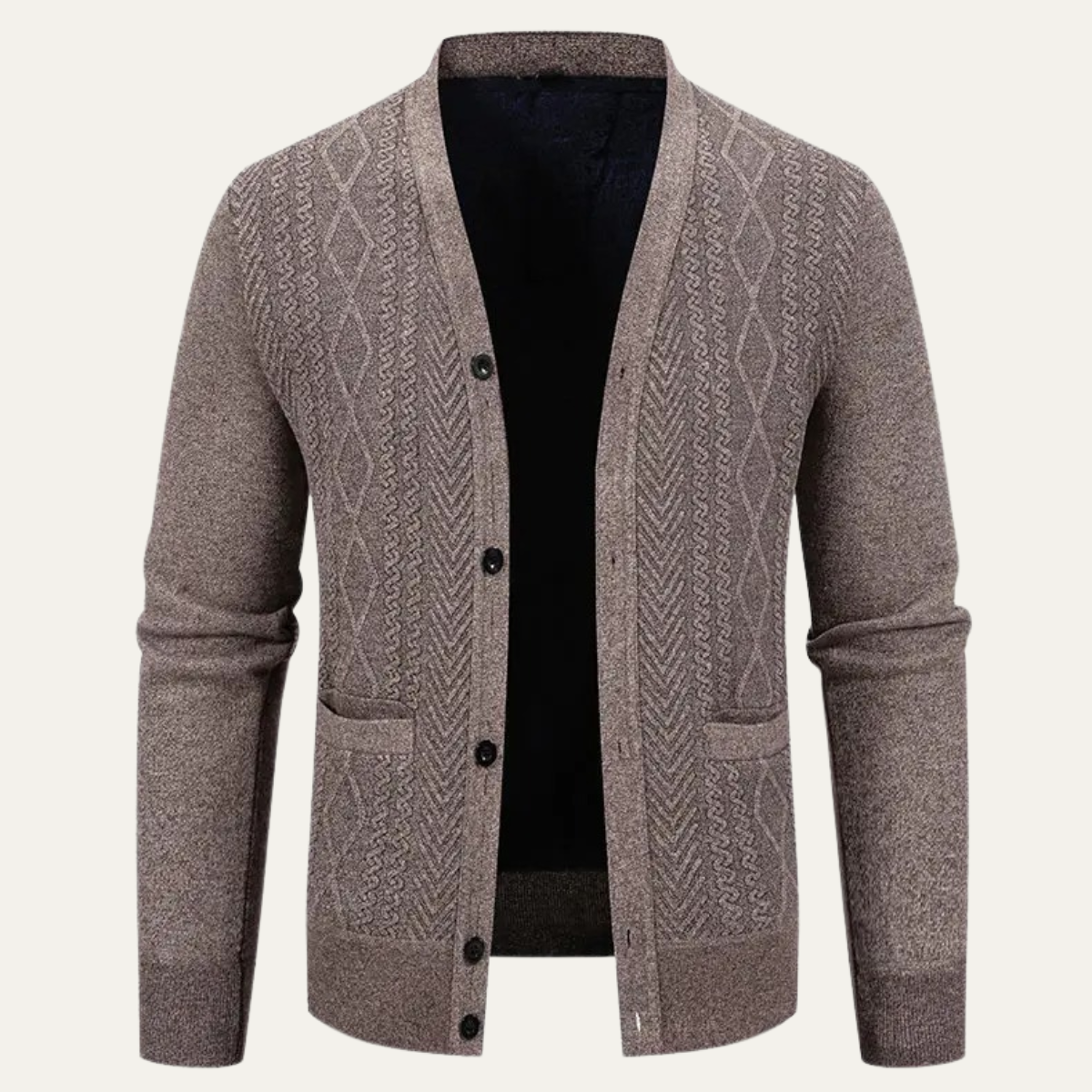 Men's Casual Cardigan Knit Button Up With Pockets