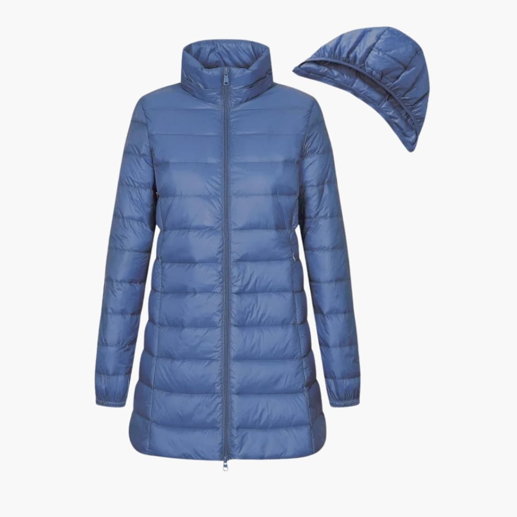 Women's Down Parka Jacket Hooded Long Black
