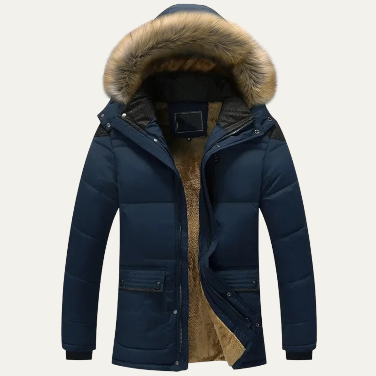 Men's Hooded Fur Parka Jacket