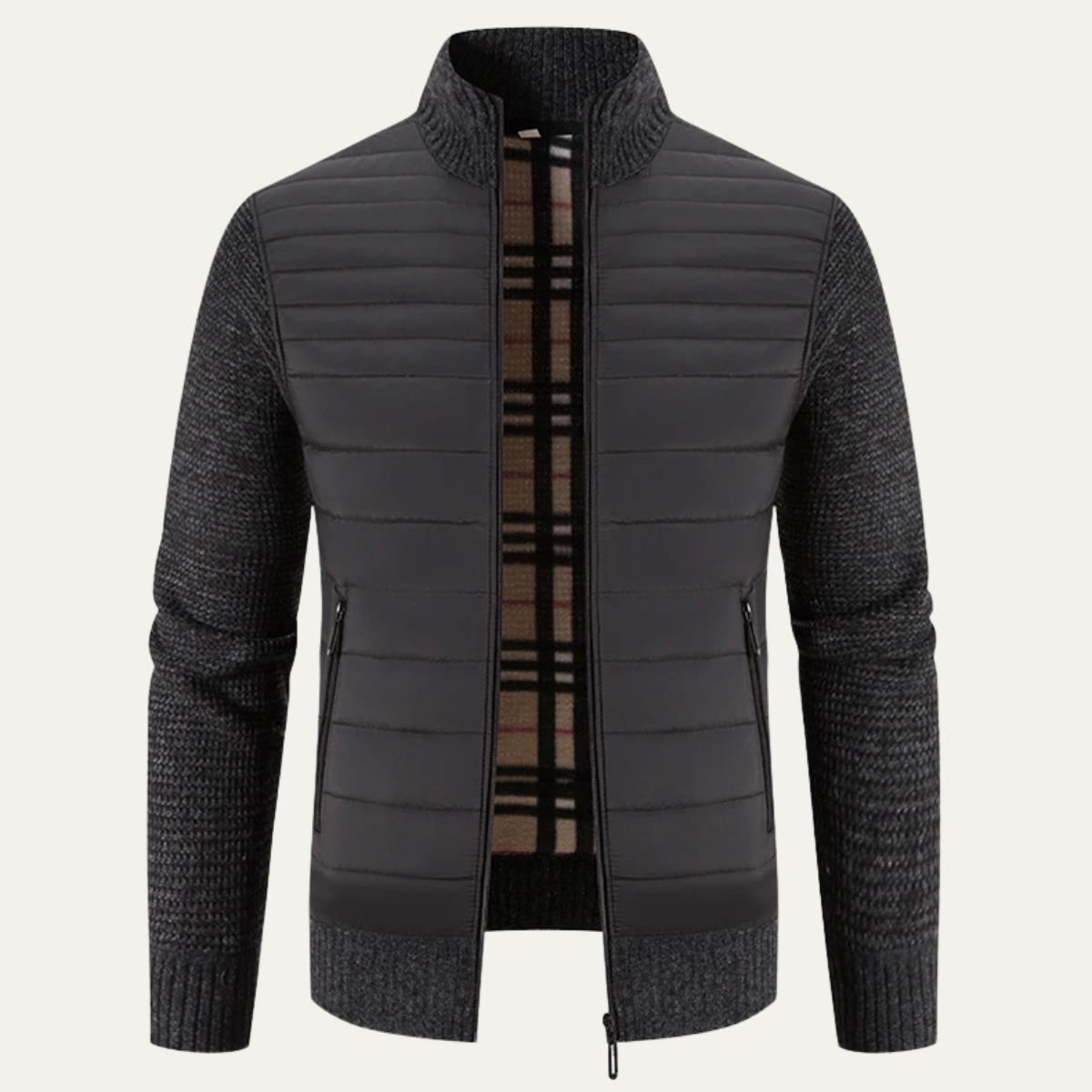Men's Padded Stand Collar Winter Zip Jacket