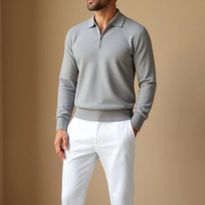 Men's Quarter Zip Knit Polo Sweater