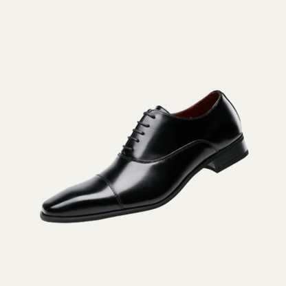 Men's Leather Dress Shoes Polished Lace Up Black