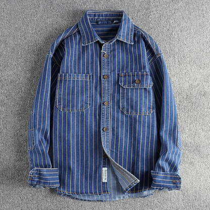 Men's Heavy Cotton Striped Casual Shirt