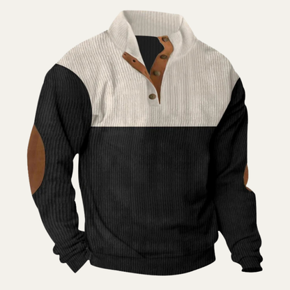Men's Corduroy Sweater Suede Elbow Patches