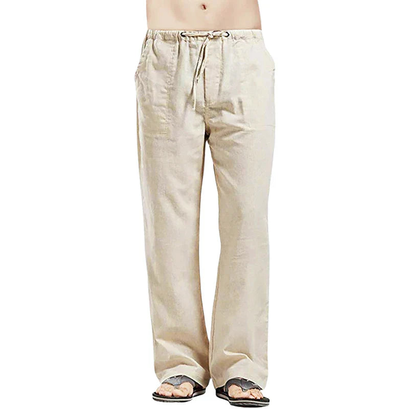 Ralph Men's Linen Pants Oversized Breathable Beige