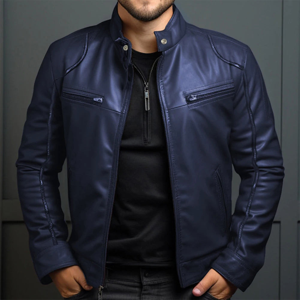 Men's Retro Motorcycle Jacket Vintage Leather Everyday Comfort - Vonnera