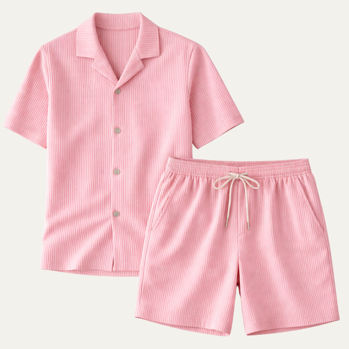 Men's Ribbed Summer Shirt And Shorts Set - Vonnera