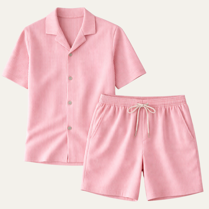 Men's Ribbed Summer Shirt And Shorts Set - Vonnera