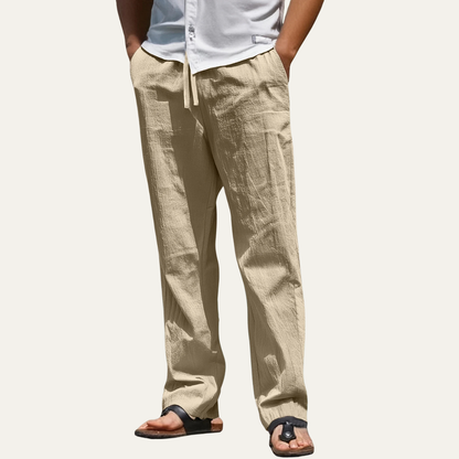 Men's Linen Tapered Pants Breathable Beige