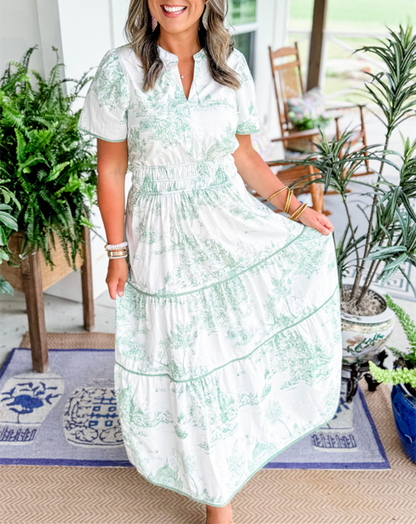 Women's Classic Maxi Dress Toile Print
