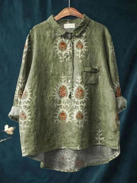 Women's Floral Print Blouse Button-Front