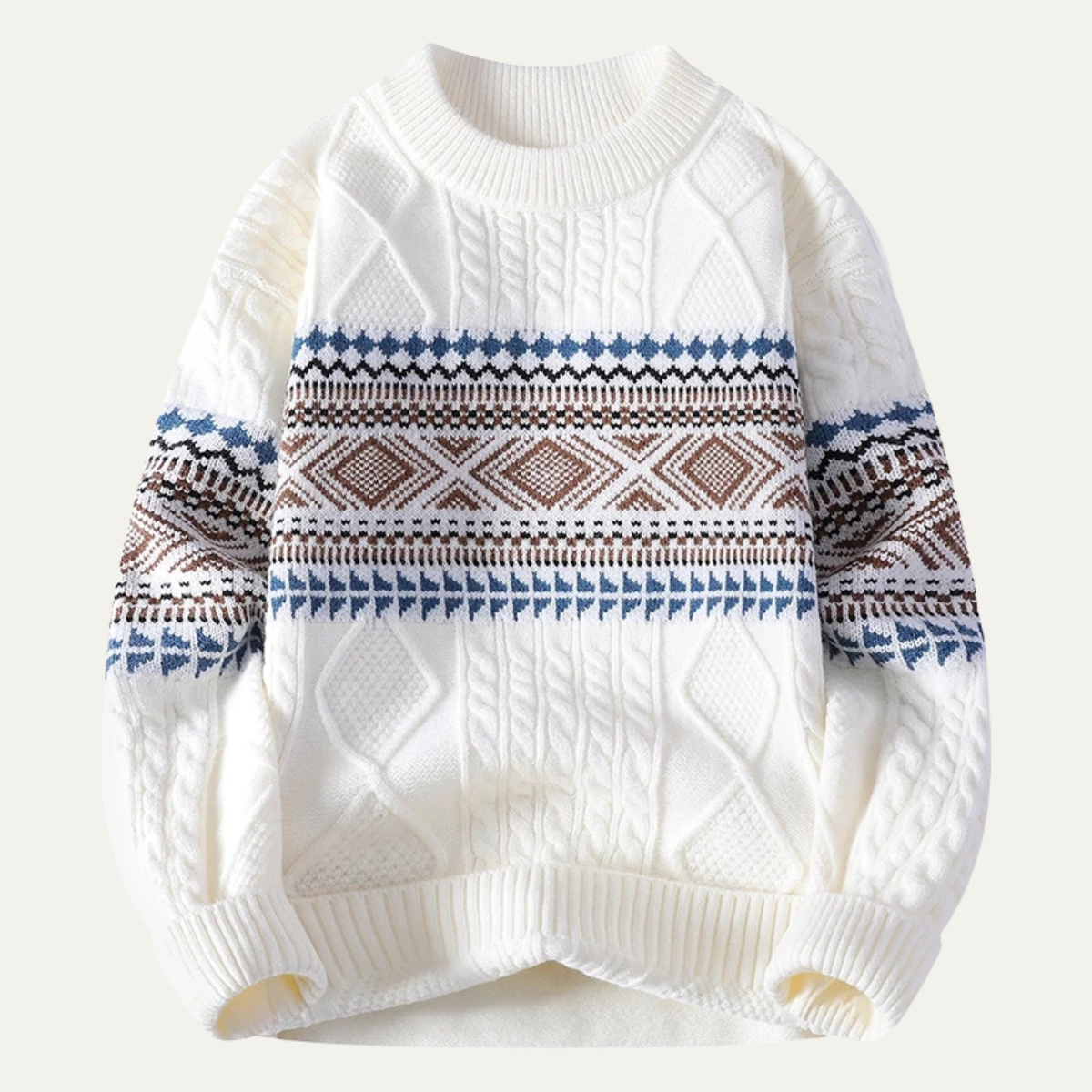 Men's Knit Crewneck Sweater Nordic Pattern Warm - Vonnera