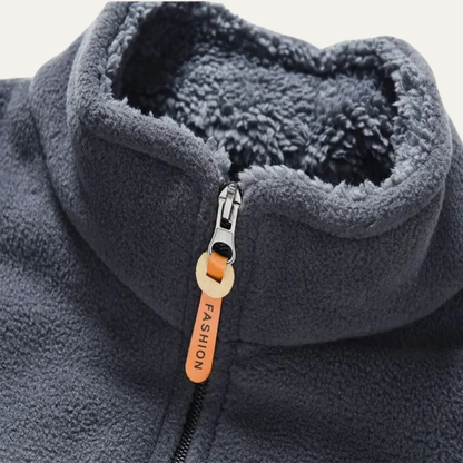 Men's Fleece Zip Up Jacket Stand Collar Winter