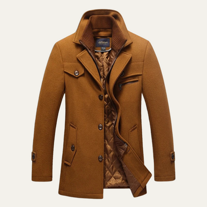 Men's Wool Blend Trench Coat Quilted Lining - Vonnera